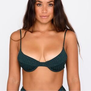 Skatie Dark Green sparkle Kate Bikini Top Size Small
